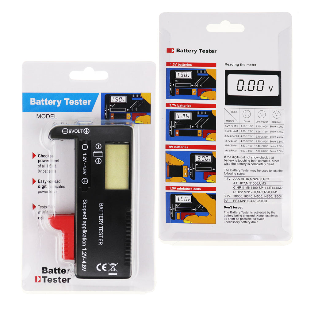 TK376PLUS Handheld Battery Tester Volt Capacity Checker Analyzer LCD Display Check AAA AA C D 9V 3.7V 1.5V Button Cell for Personal and Professional Use