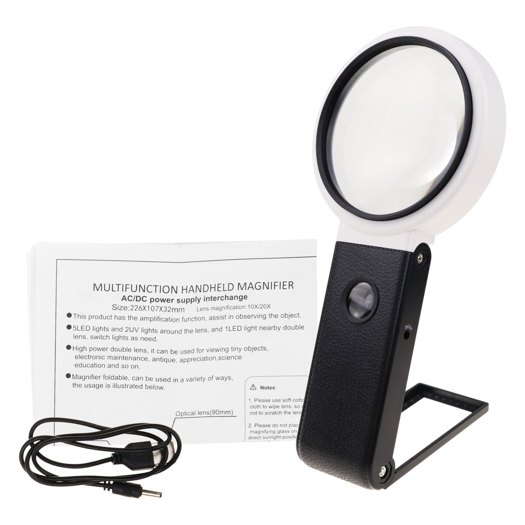 Large 14 Led Handheld Magnifying Glass With Light -5X Lens - Best