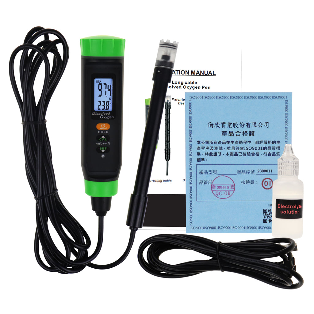 TK383PLUS Pentype Rechargeable DO Meter with 3m Long Cable Probe Dissolved Oxygen Tester Floating Electrode High Precision with ATC