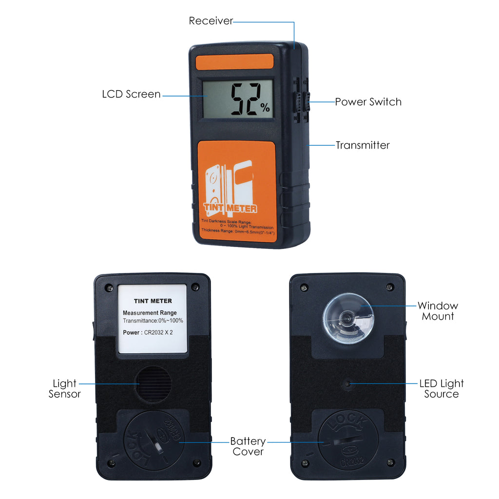 Window Meter TK214PLUS Portable Window Tint Meter 100% Visual Light Transmission (V ...