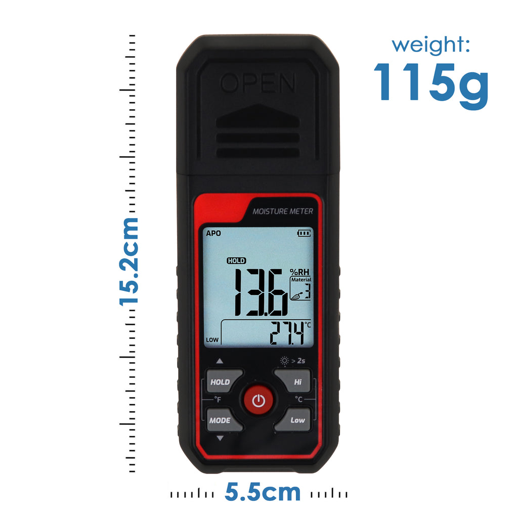 TK344PLUS High Accuracy Moisture Meter Pin Type Moisture Tester for Wood, Plaster, Drywall, Concrete Floors, Building Materials 0~54.8%RH Detection
