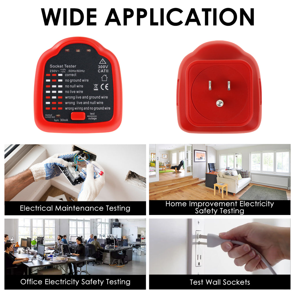 HABOTEST Advanced RCD Electric Socket Tester Automatic Neutral Live Earth Wire Testing Circuit Tester Wall Plug Breaker Finder Electric Leakage Test With Voltage Backlight LCD Display