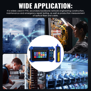 Optical Time Domain Reflectometer (OTDR) 4.3-inch Touchscreen Colored Display OPM, LS, VFL, RJ45 Cable Tracking Rechargeable for Network Engineering Maintenance and Repair-Tekcoplus Ltd.