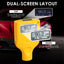 TK407PLUS Digital Dual Display Paint Thickness Meter Fe/NFe Depth Coating Gauge Tester 0-3500μm Eddy Current/Hall Effect Measuring for Automotive Car Coat Paint