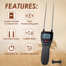 TK350APLUS Portable Grain Moisture Meter 14 Varieties Grain Testing Wheat Corn Barley Rapeseed Melon Peanut with 11.8" Metal Probe