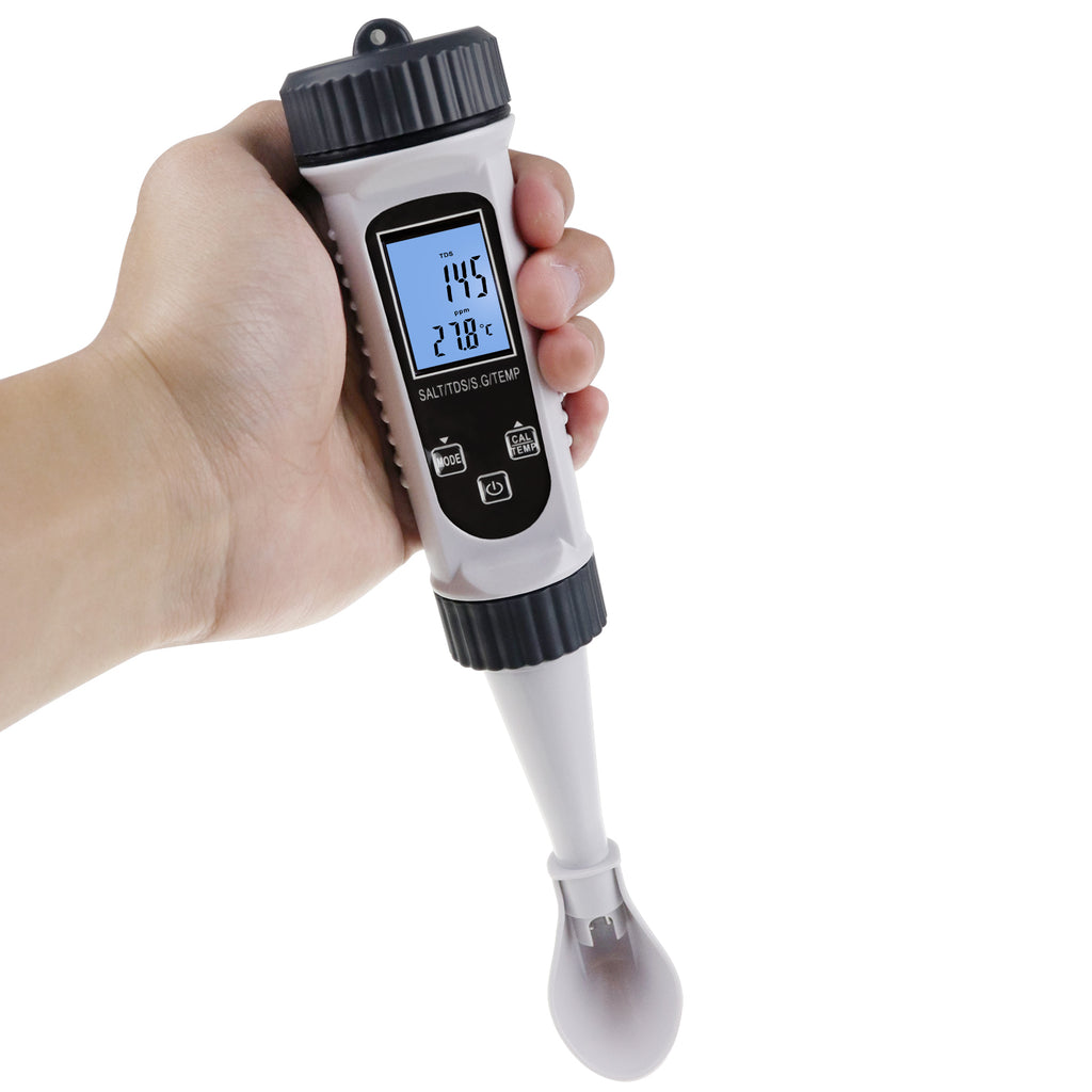 TK354PLUS 4-in-1 TDS Temperature S.G Salt Salinity Water Quality Tester with ATC Hi-Precision Replaceable Electrode