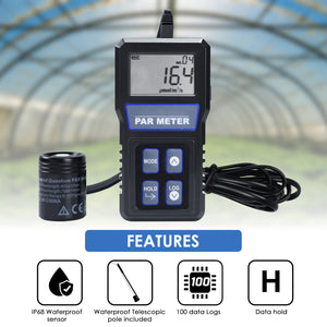 TK414PLUS Handheld Digital PAR Meter IP68 Waterproof for Aquarium Reef Underwater Plants Photosynthesis Full-Spectrum Quantum Tester