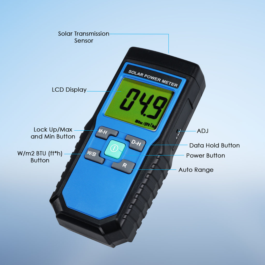 Digital Solar Power Meter - Handheld Sunlight Intensity Tester For Car Windows & Solar Panels