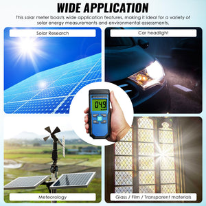 T206 Digital Solar Power Meter Handheld Radiation Energy Cell Tester 1999 W/m2 Range Measure-Tekcoplus Ltd.