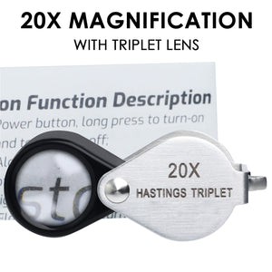 TK395PLUS High-quality Hasting Loupe 20x Magnification Jewelry Loupe Mini Stainless Steel Triplet Optical Glass for Stamp & Coin Collector, Watch & Circuit Board Repair-Tekcoplus Ltd.