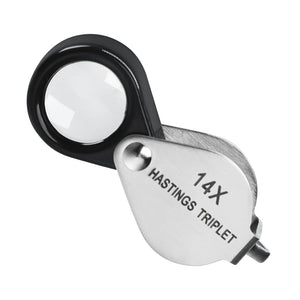 TK403PLUS Jeweler Loupe 14x Magnification Mini Foldable Optical Glass Lens Magnifier Triplet Loop for Jewelry, Stamp and Coin Collector, Watch and Circuit Board Repair-Tekcoplus Ltd.