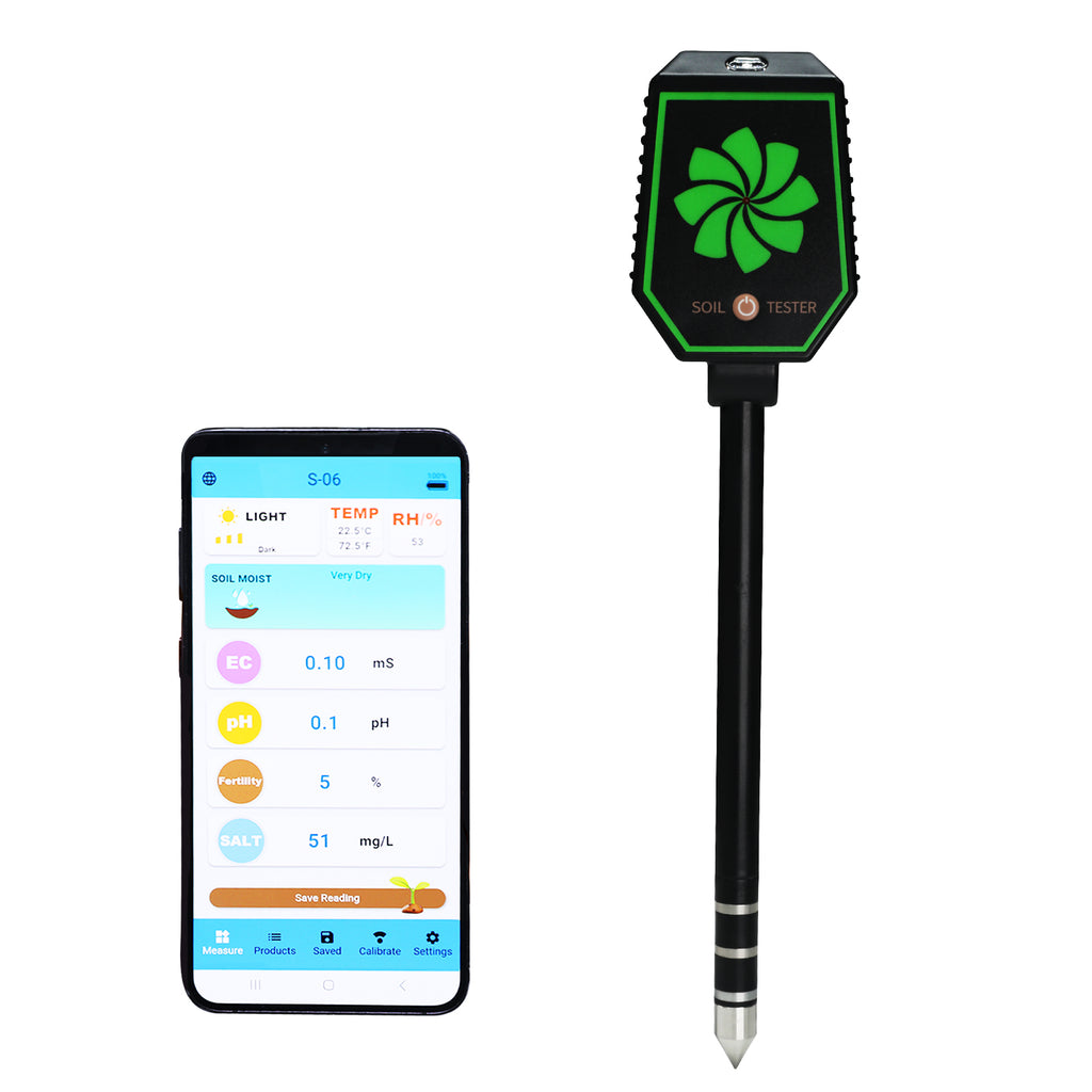 soil moisture meter bluetooth TK457PLUS 8-in-1 Multi-Parameter Bluetooth Soil Tester (pH, EC, SALT, – Tekcoplus Ltd