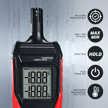 TK483PLUS Digital Thermometer Hygrometer – Backlight, Max/Min, °C/°F Switch, Humidity & Temperature Meter with Data Hold, Auto-Off, Batteries & Pouch Included
