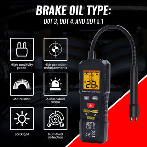 TK505PLUS Brake Fluid Tester – Moisture Detector for DOT3/DOT4/DOT5.1 with Color Alert + Buzzer Alarm for Car Owners, Auto Mechanics, Motorcyclists, etc.-Tekcoplus Ltd.