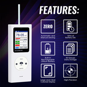 TK506PLUS Professional Portable Gauss Meter / Tesla Meter – High-Precision Magnetic Field Tester with Color Screen, Data Storage & Alarm – Measures Gs/mT, Pole Detection – for Industrial, Research, Manufacturing-Tekcoplus Ltd.