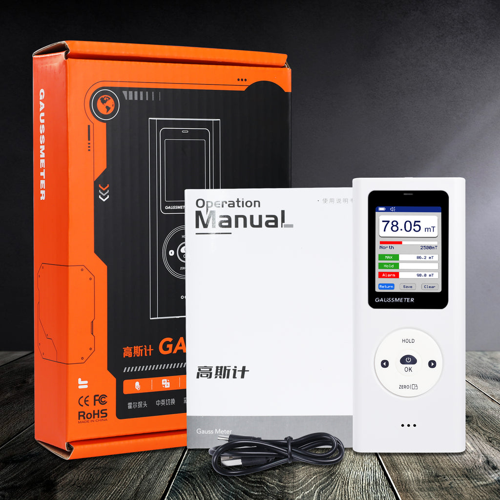 High-Precision Gauss Meter - 0-2500 MT Magnetic Field Tester With Hall Sensor & Data Storage