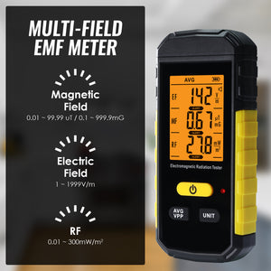 TK511PLUS 3-in-1 EMF Meter – Electromagnetic Radiation Detector for Electric, Magnetic & RF Fields – Color-Coded Alerts (Green/Orange/Red) with Data Hold, Backlight – Home, Office & Industrial Use-Tekcoplus Ltd.