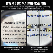 TK522PLUS Professional 10X Magnifying Loupe with White & UV LED Light – Adjustable Focus Precision Tool for Jewelers, Coin, Watch Repair, Reading etc