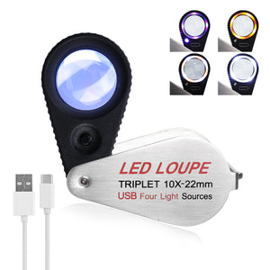 TK535PLUS Rechargeable Jeweler Loupe 10X or 30X Magnification Gem Triplet Loupe or Jewelers, Gemologists, Watchmakers, and Collectors-Tekcoplus Ltd.