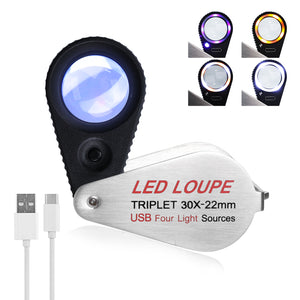 TK535PLUS Rechargeable Jeweler Loupe 10X or 30X Magnification Gem Triplet Loupe or Jewelers, Gemologists, Watchmakers, and Collectors-Tekcoplus Ltd.