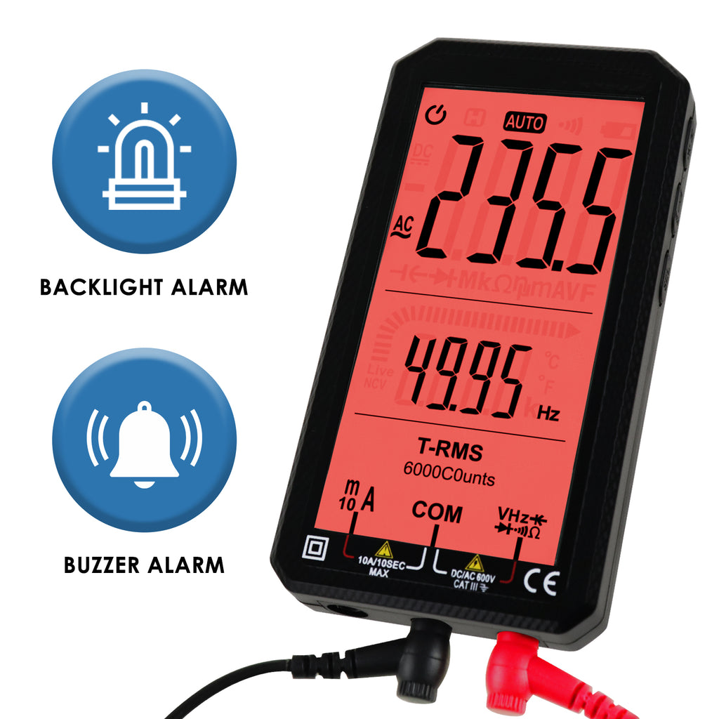 TK318PLUS Digital Multimeter 4.7-inch LCD Screen NCV Measurement Capacitance Resistance AC/DC Voltage Current Diode Automatic Range Electrical Testing Tool with Backlight - Tekcoplus