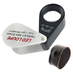 GLTK-46 Jeweler Loupe 30X Magnification with LED & UV Light 21mm Lens Magnifier Gemology Gemologist-Tekcoplus Ltd.