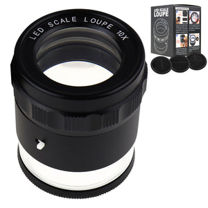 GSTK-93_LED+3 Scale Loupe 10x Magnification 4 Scale Chart with 8 LED Light 25mm Field of View Magnifier-Tekcoplus Ltd.