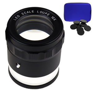 GSTK-93_LED+8 Scale Loupe 10x Magnification 9 Scale Chart with 8 LED Light 25mm Field of View Magnifier-Tekcoplus Ltd.