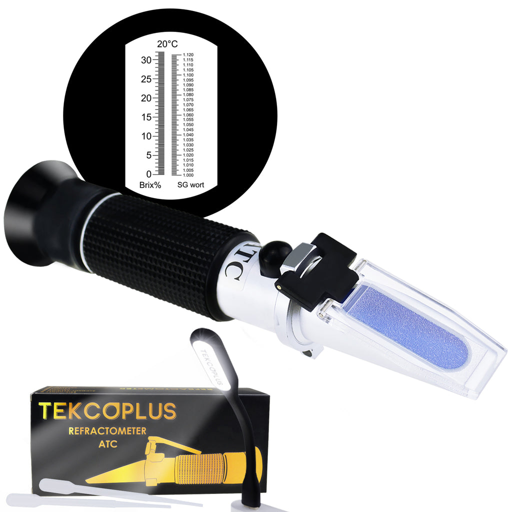 RETK-74 Brix Beer Wort & Wine Refractometer ATC Dual Scale Specific Gravity & Brix 0-32% Wine Making-Tekcoplus Ltd.