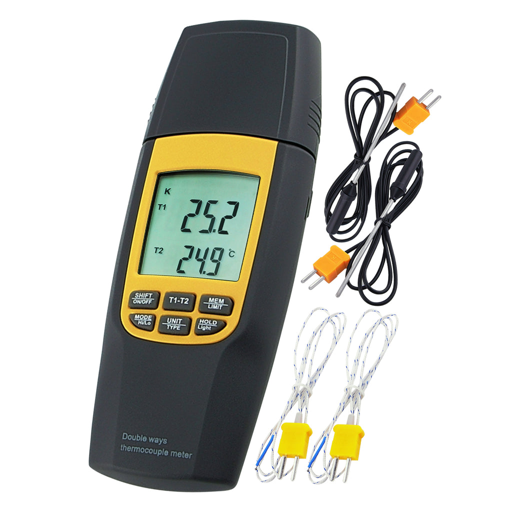 THTK-181 K or J Type Thermocouple Thermometer with 4 Probes Digital LCD Display Temperature Tester