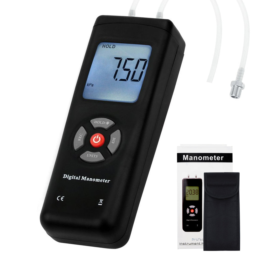 thumbnail image 2 of Digital Manometer - Handheld Air Pressure Gauge With 11 Units & 4 Pipes, ±10kPa Range 2 of 5