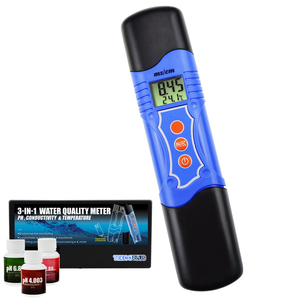 PHTK-226 Digital 3-in-1 Pen-Type pH Temperature Conductivity EC Meter Tester Aquarium, Tank, Pool-Tekcoplus Ltd.