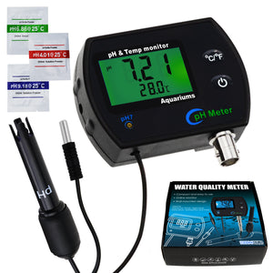PHTK-245 2-in-1 pH & Temperature Meter Replaceable pH Electrode, Dual Display Water Quality Tester-Tekcoplus Ltd.