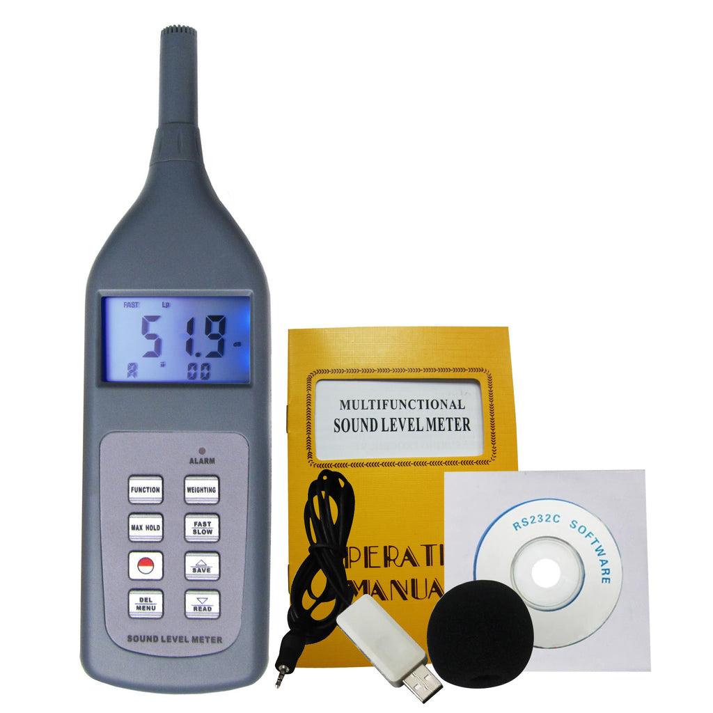SLTK-887 Sound Level Meter with RS-232C Software CD Decibel Noise Datalogger Tester
