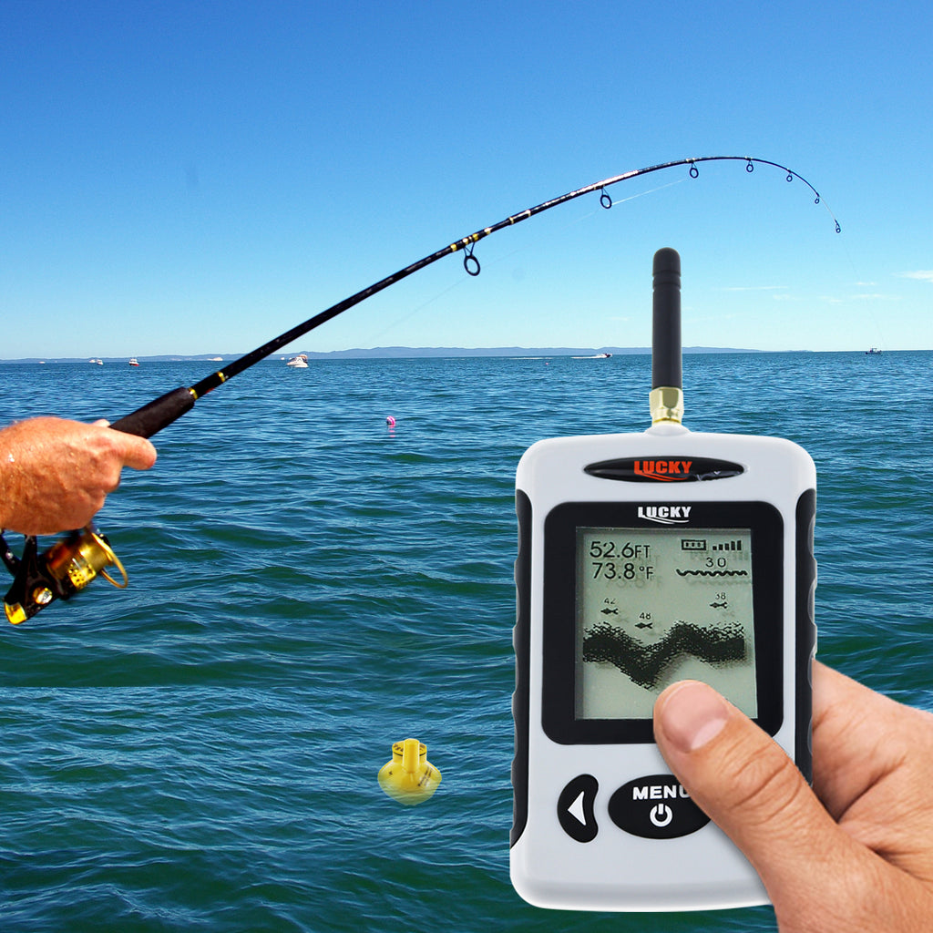 FFW-718 Lucky Wireless Waterproof Portable Sonar Fish Finder with Dot Matrix 40M Range - Tekcoplus Ltd.