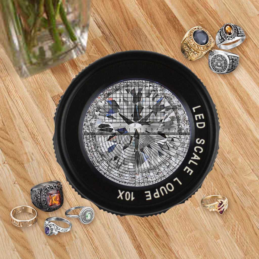 10x Magnification 8 LED Light Glass Scale Chart Jewelers Eye Loupe Magnifier 25mm Field of View