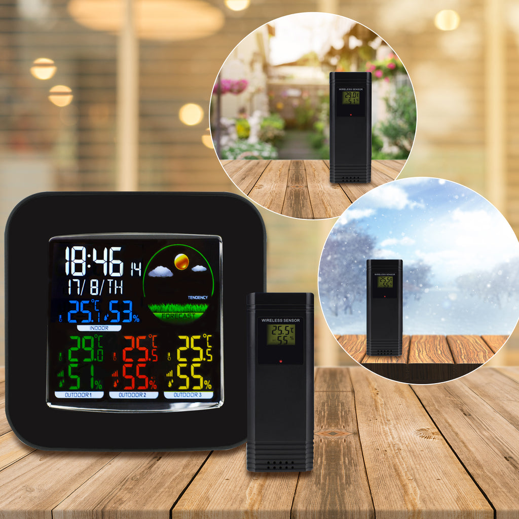WSTK-103 Digital Weather Station RCC DCF 3 Indoor/ Outdoor Wireless Sensor  Thermometer Alarm Clock - Tekcoplus Ltd.
