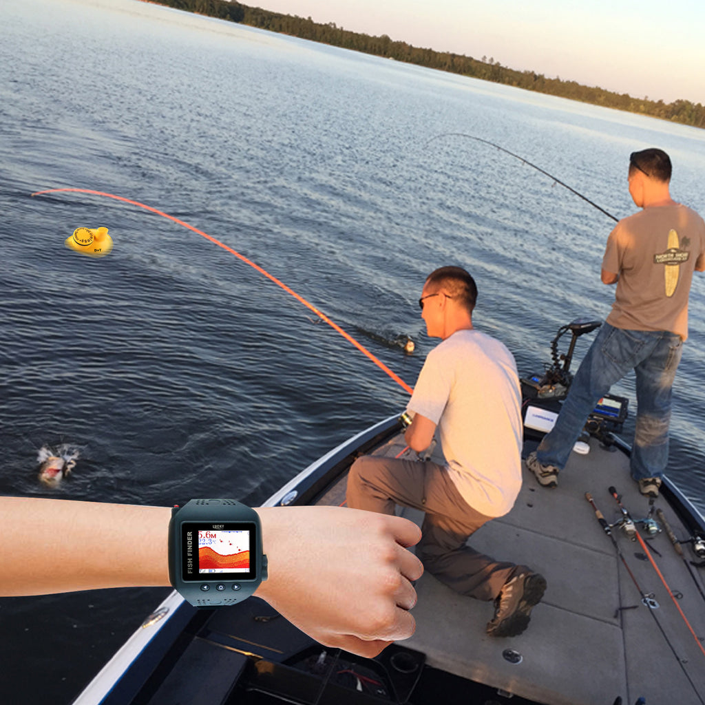 casting reel fish finder FF-518 LUCKY Wrist Watch Wireless 45m Colored Fish Finder with Clock Mode Fish Detector