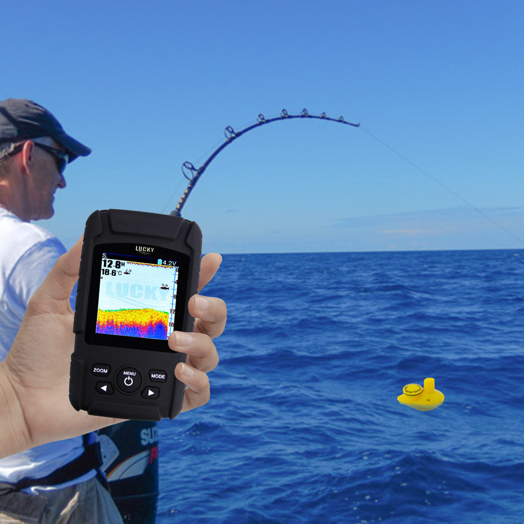 are fish finders waterproof FF-718LIC-W LUCKY Rechargeable Colored LCD Fish Finder Detector 100m (328ft) Wireless Sonar Sensor