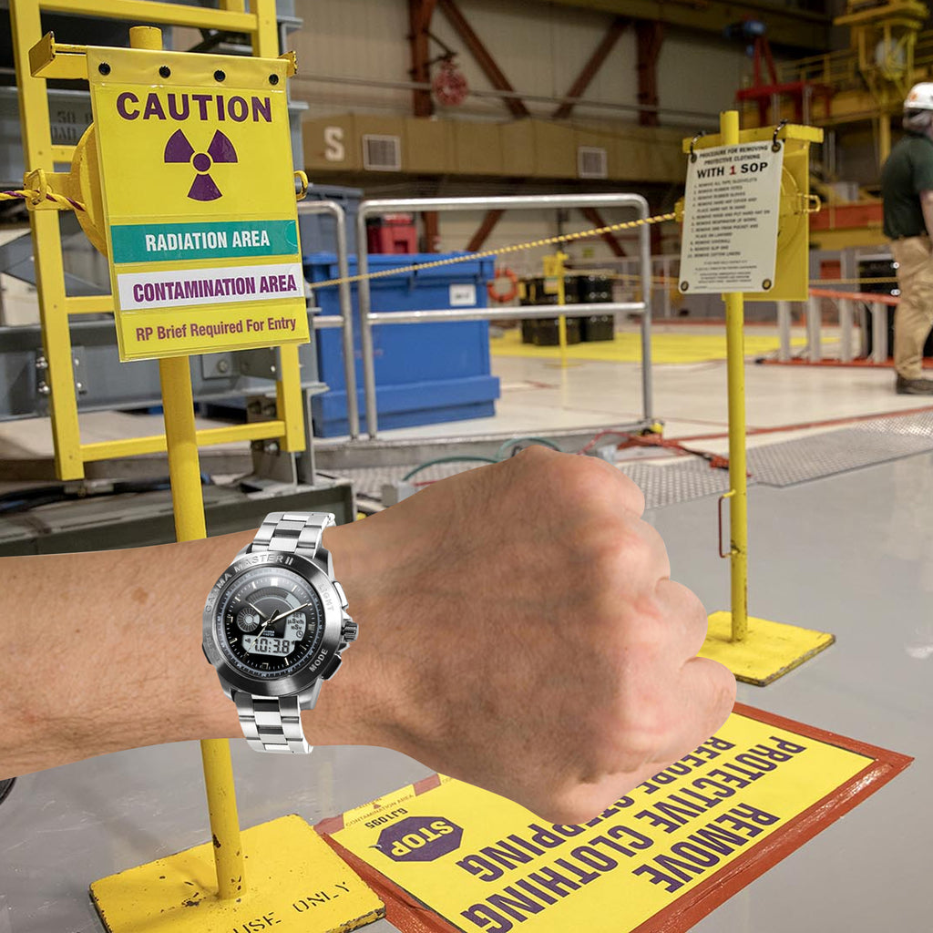 RWTK-883_Steel Gamma Master II Geiger-Muller Nuclear Detector Gamma Radiation Digital / Analog Display Watch