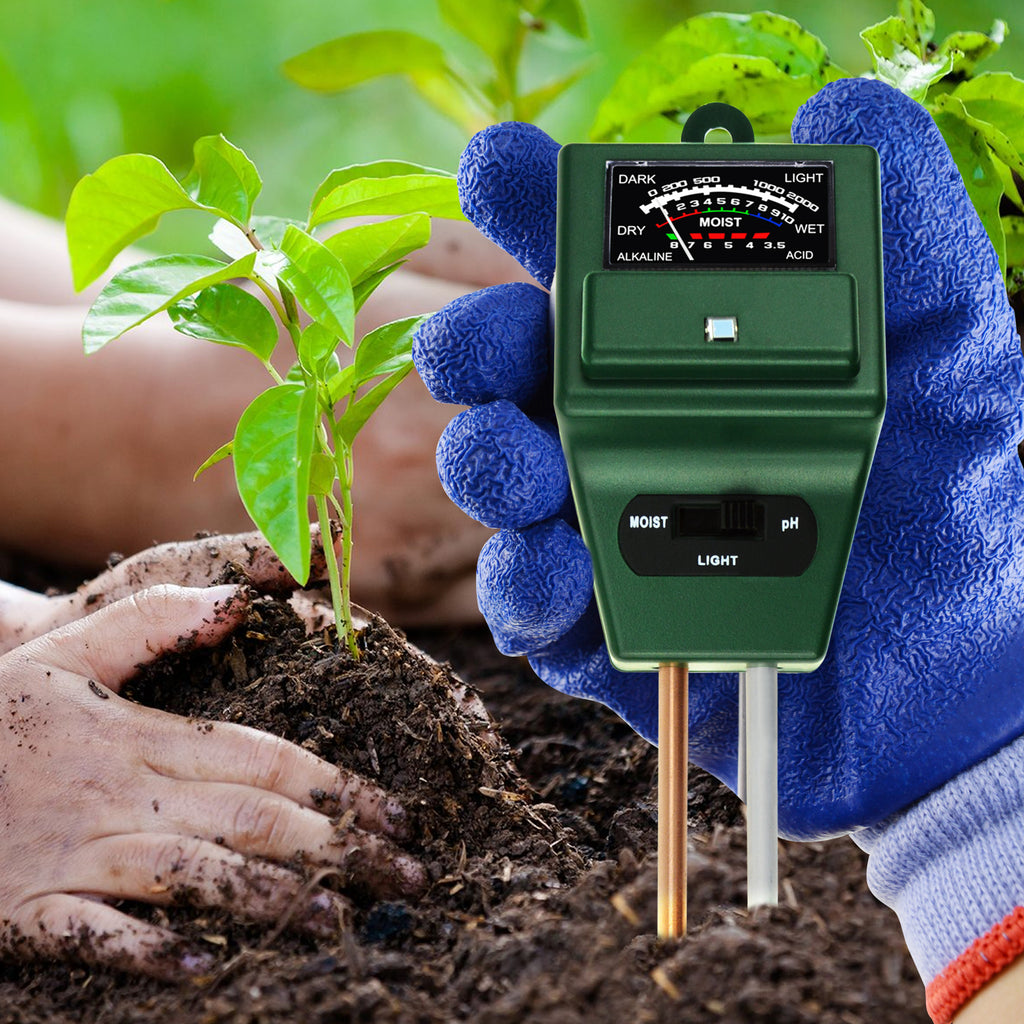 soil moisture light ph meter TEK-256_GLOVE Indoor Outdoor Soil pH, Moisture & Light Meter with FREE Gloves Gardening Farming Soil