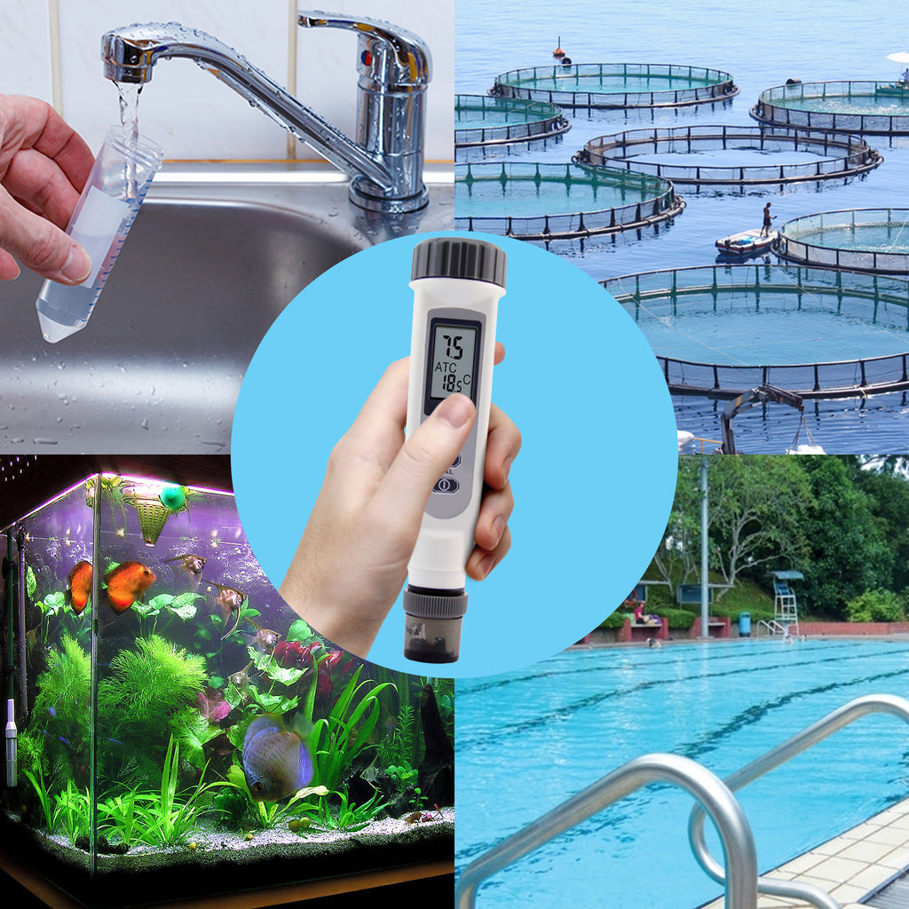 PHTK-2 Digital pH Temperature Tester Waterproof 0~14 Meter Pentype Water Aquarium Pool Hydroponics-Tekcoplus Ltd.