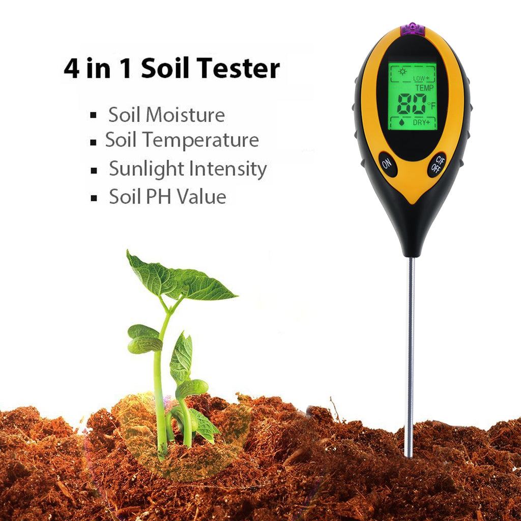 Digital Soil Thermometer 4-in-1 Soil Tester Soil Thermometer/Light/Air  Temperature/Air Humidity Meter Digital Soil/Plant Environment Survey  Instrument