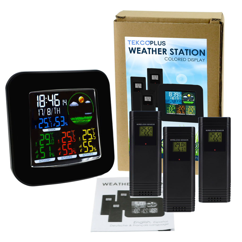 WSTK-103 Digital Weather Station RCC DCF 3 Indoor/ Outdoor Wireless Sensor  Thermometer Alarm Clock - Tekcoplus Ltd.