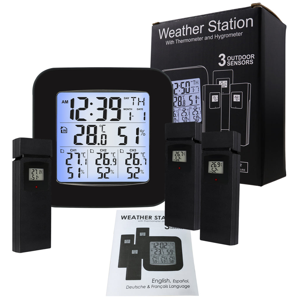 Station météo LCD - Thermomètre int./ext. / Hygromètre int./ext