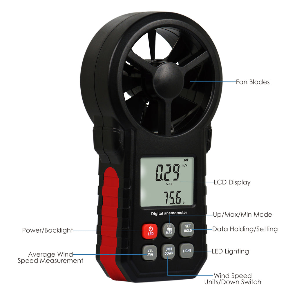 thumbnail image 2 of GM816 Digital Anemometer – LCD Wind Speed Meter & Temperature Thermometer 2 of 6