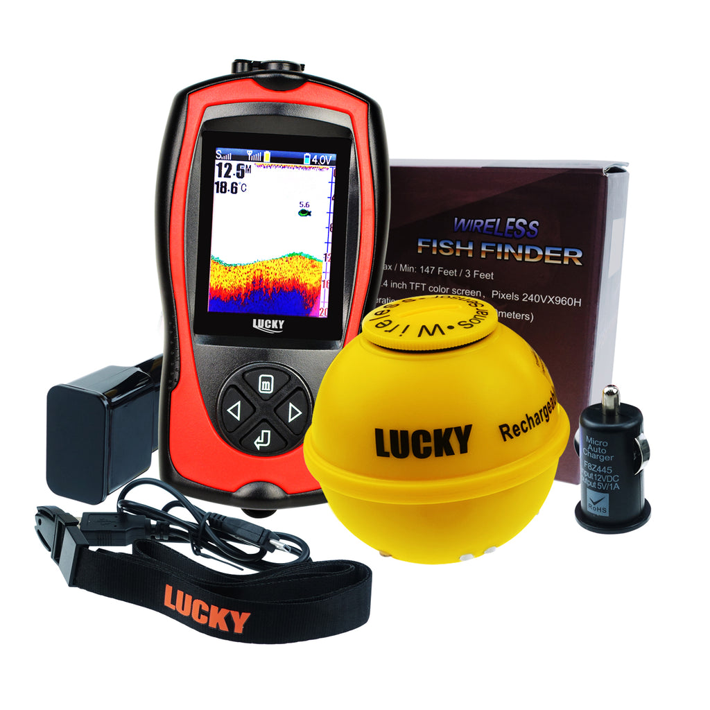 FF-1108-1CWLA LUCKY Wireless Fish Finder Rechargeable Fishfinder Colored LCD Fish Attractive Lamp