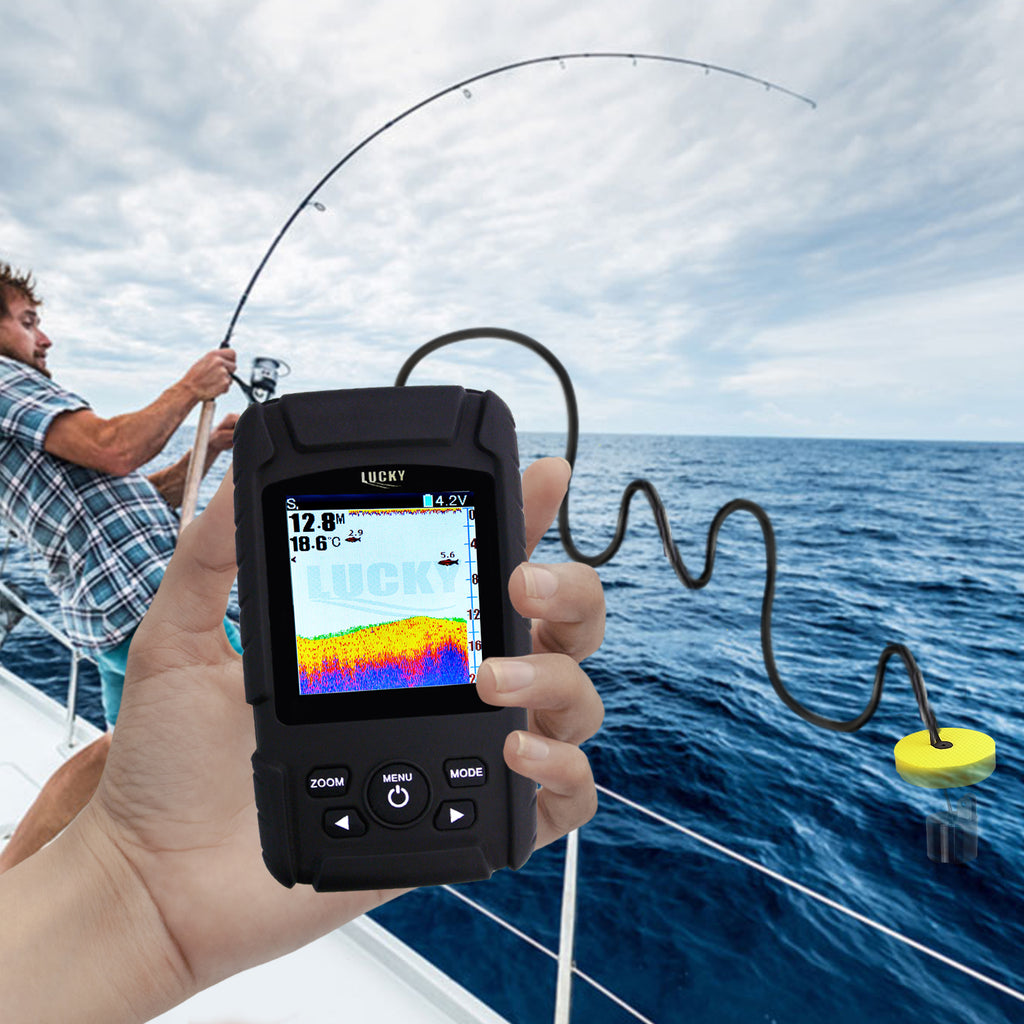are fish finders waterproof FF-718LIC LUCKY Colored Fish finder Sensor English / Russian Menu 328ft/100m Waterproof Rechargeable