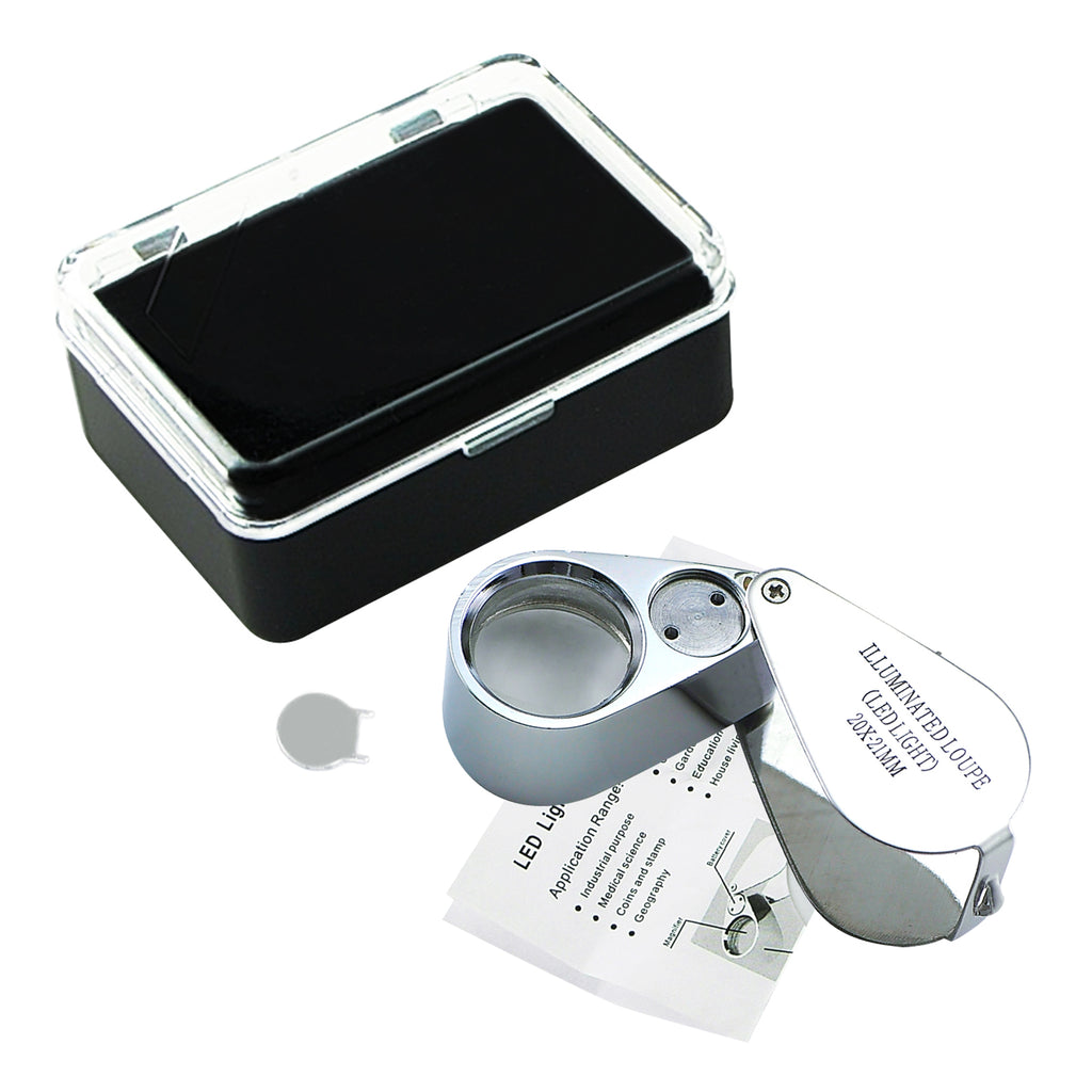 40X Jewelers Loupe Jewelry Loop Coin Magnifier Light Pocket LED Magnifying  Glass