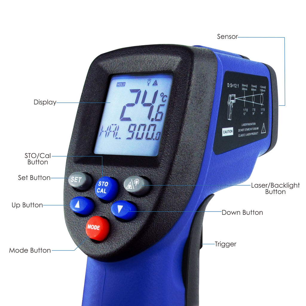 12:1 Infrared Laser Thermometer